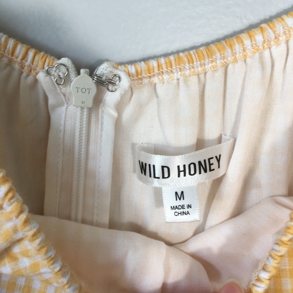 Wild Honey Yellow Gingham Off the Shoulder Dress - Picture 7 of 8